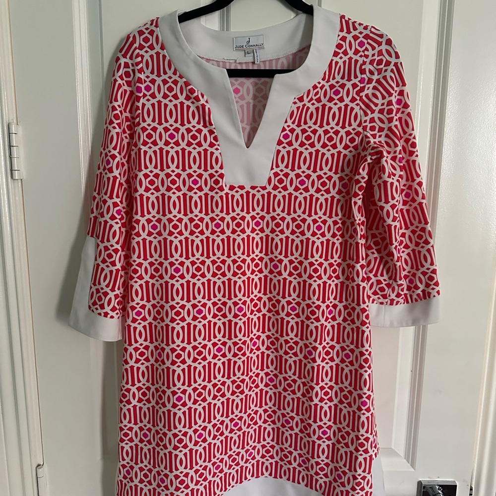 Jude Connally Orange and White Lattice Dress